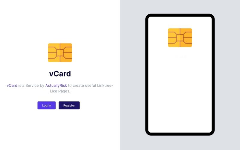Startseite von card.r15k.de: virtuelle NFC-Visitenkarten