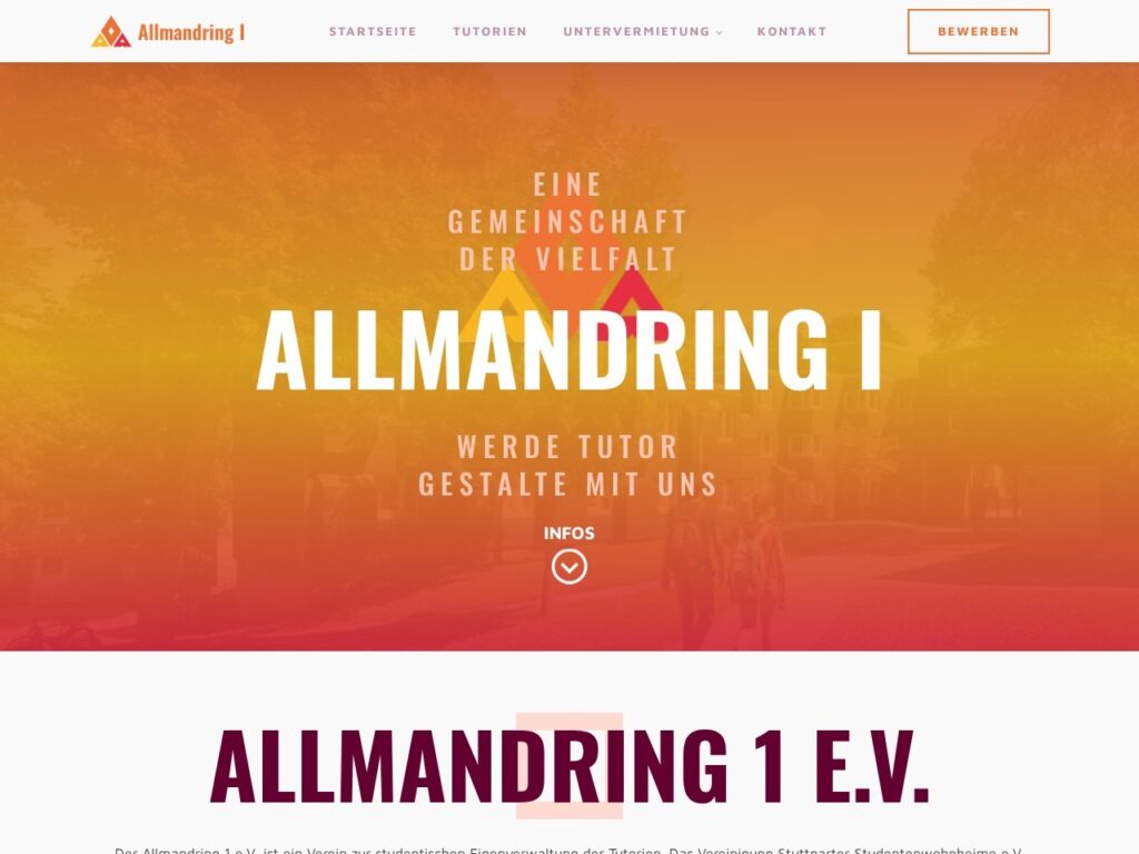Startseite von allmandring1.de: Wohnheim-Gemeinschaft Allmandring 1 e.V.