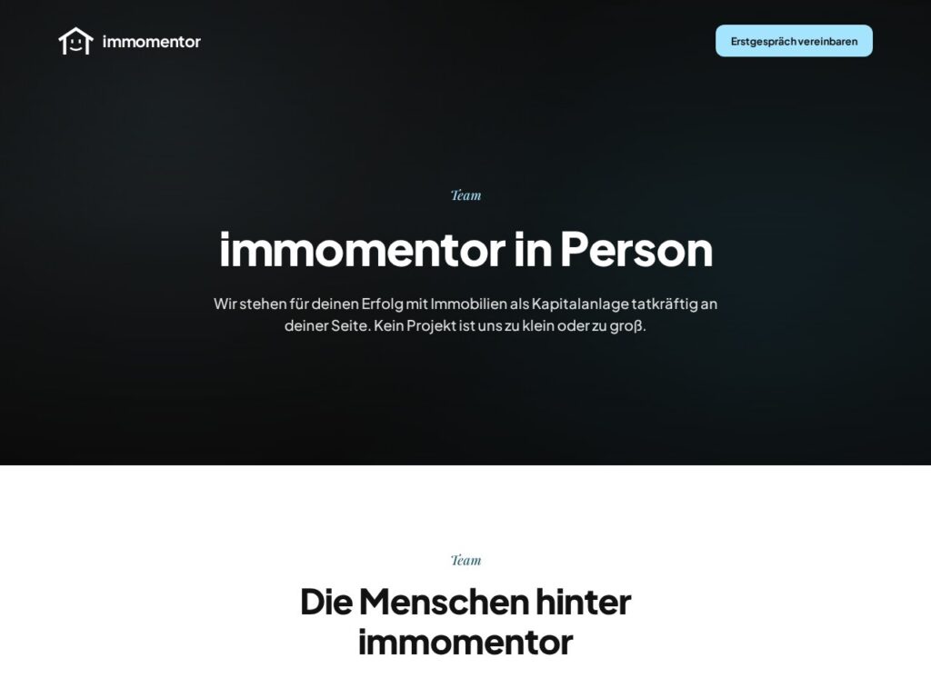 Team-Seite auf immomentor.net