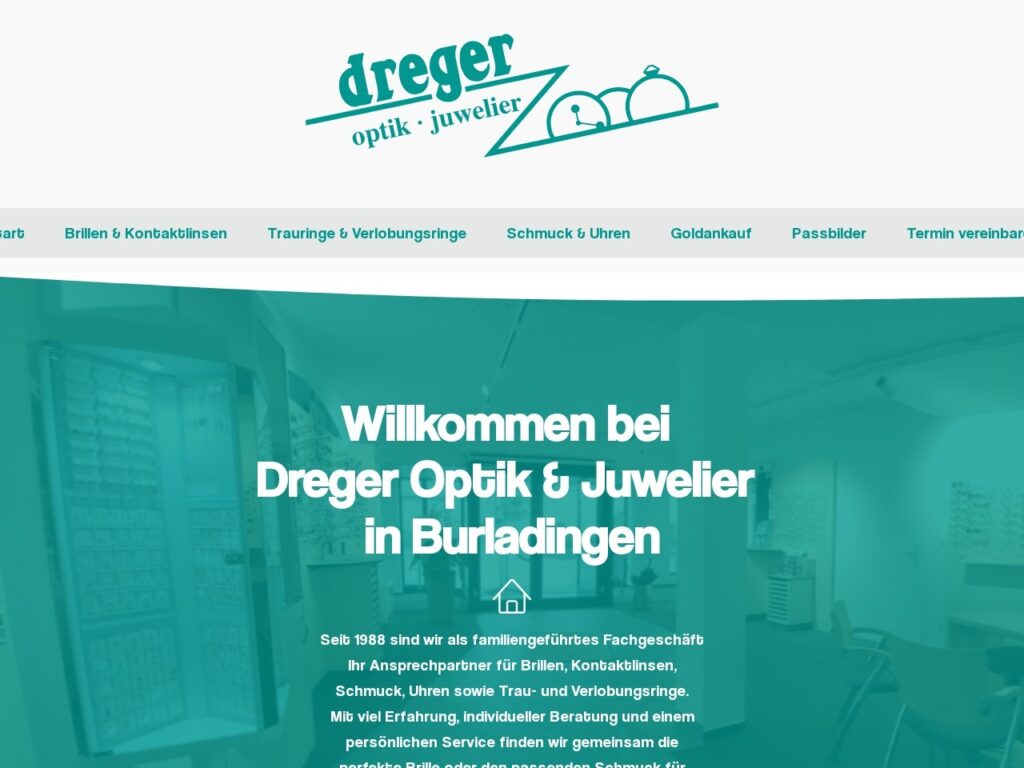 Startseite von juwelier-dreger.de: Dreger Optik & Juwelier in Burladingen