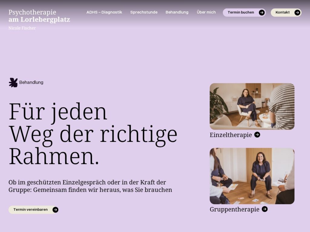 Seite Behandlung auf psychotherapie-am-lorlebergplatz.de
